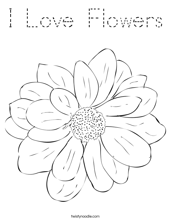 I Love Flowers Coloring Page