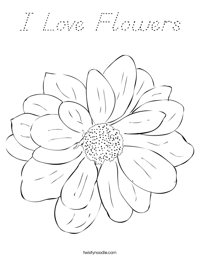 I Love Flowers Coloring Page