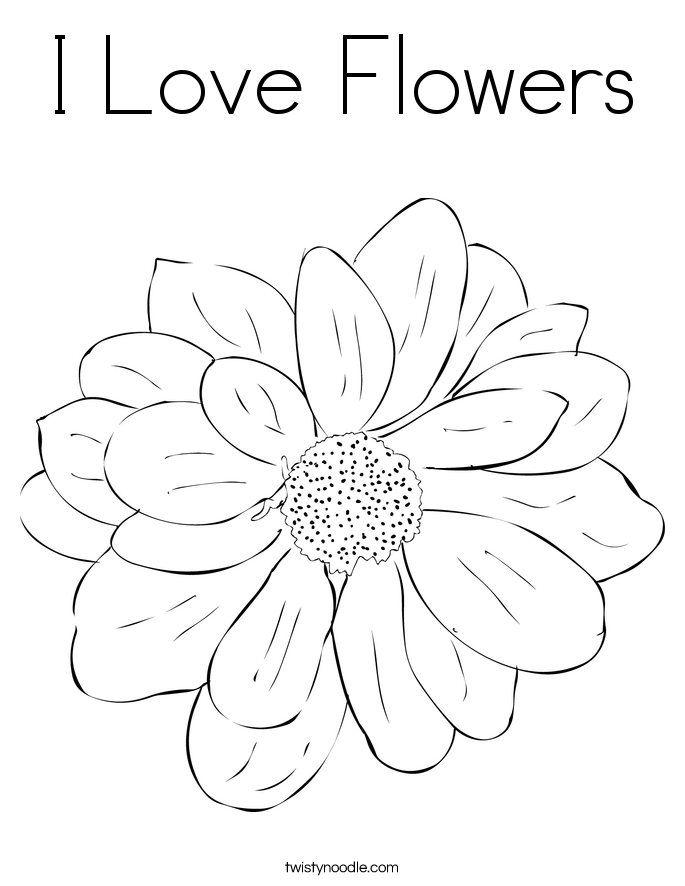 I Love Flowers Coloring Page