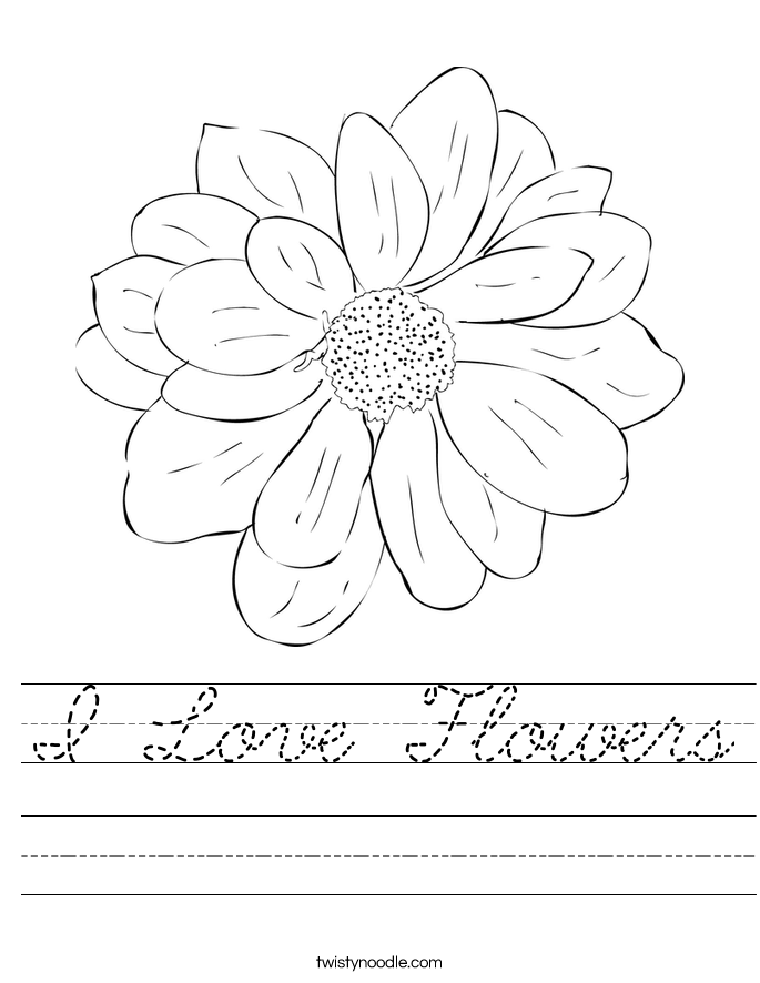 I Love Flowers Worksheet