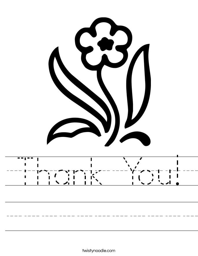 Thank You Worksheet - Twisty Noodle