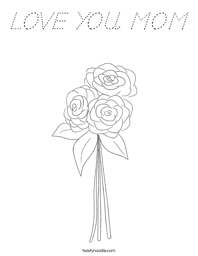 LOVE YOU MOM Coloring Page