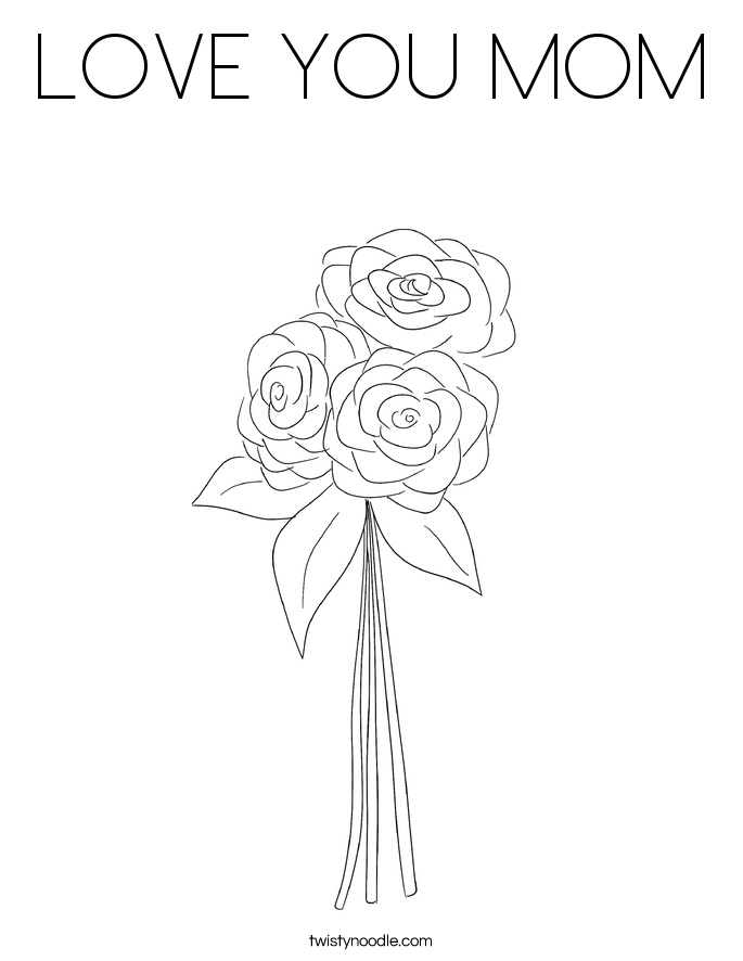 LOVE YOU MOM Coloring Page