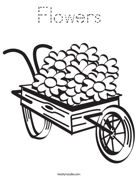 Flowers in a Wagon Coloring Page
