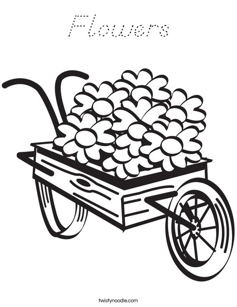 Flowers in a Wagon Coloring Page