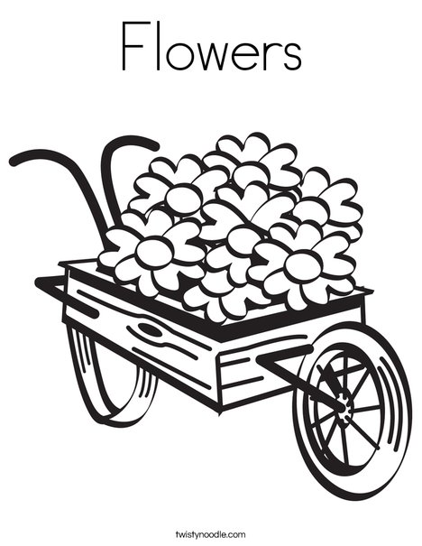 Flowers in a Wagon Coloring Page
