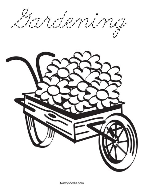 Flowers in a Wagon Coloring Page