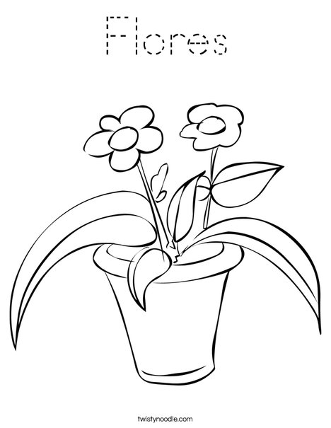 Flowers in a Pot Coloring Page