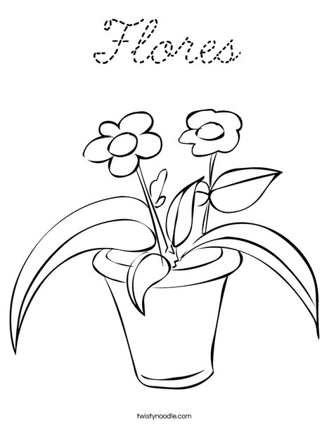 Flowers in a Pot Coloring Page