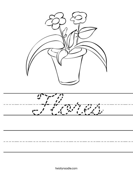 Flowers in a Pot Worksheet