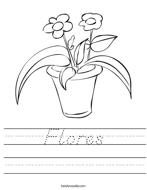 Flowers in a Pot Worksheet