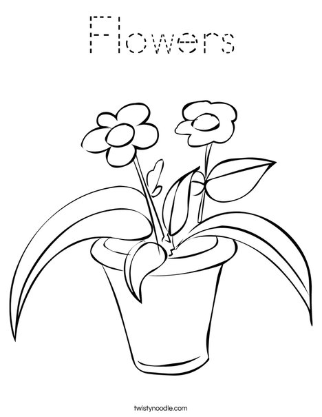Flowers in a Pot Coloring Page