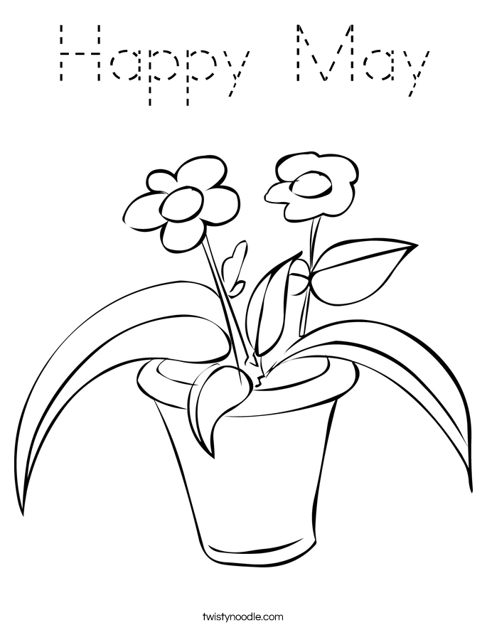 Happy May Coloring Page