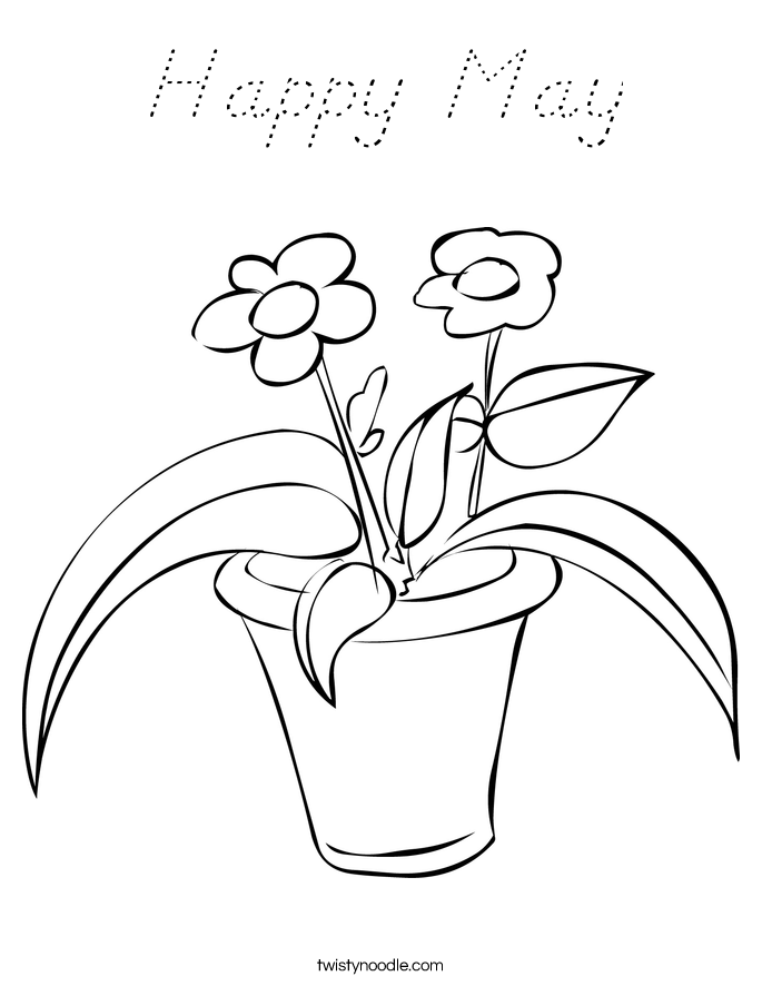 Happy May Coloring Page