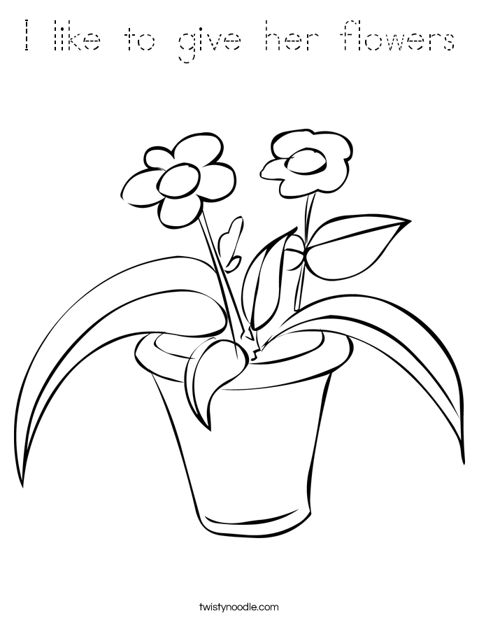 I like to give her flowers Coloring Page