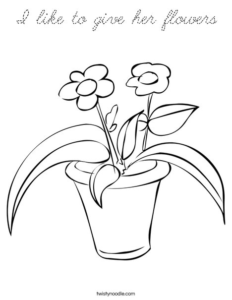 Flowers in a Pot Coloring Page