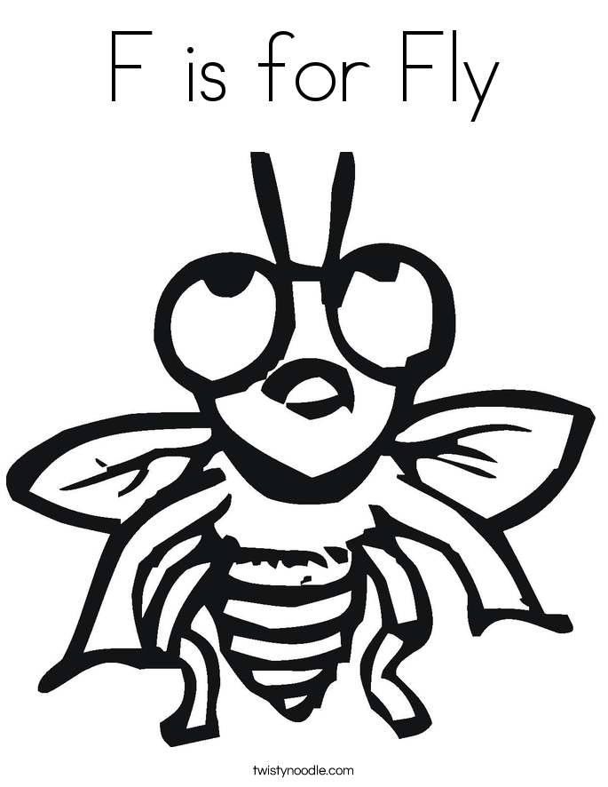 F is for Fly Coloring Page