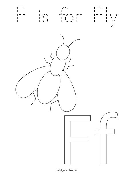 F is for Fly Coloring Page