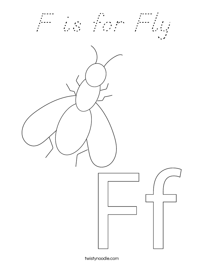 F is for Fly Coloring Page
