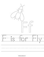 F is for Fly Handwriting Sheet