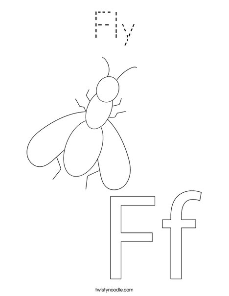 F is for Fly Coloring Page