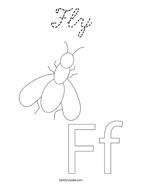 F is for Fly Coloring Page
