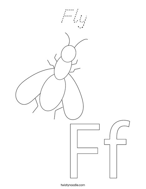 F is for Fly Coloring Page