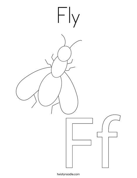 F is for Fly Coloring Page