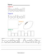 Football Activity Handwriting Sheet