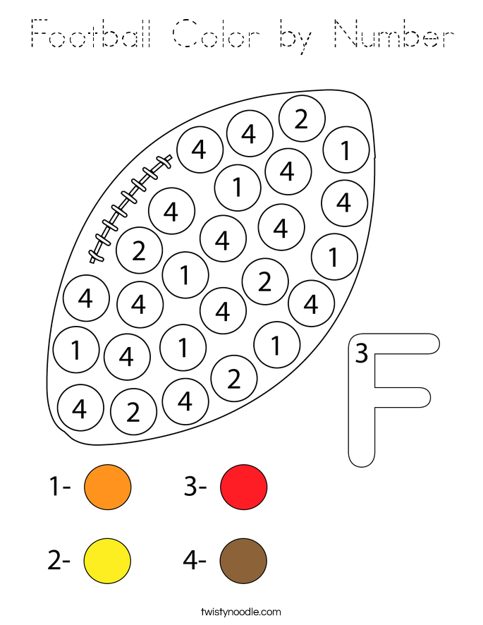 Football Color by Number Coloring Page