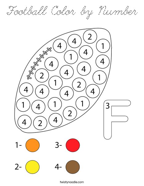 Football Color by Number Coloring Page
