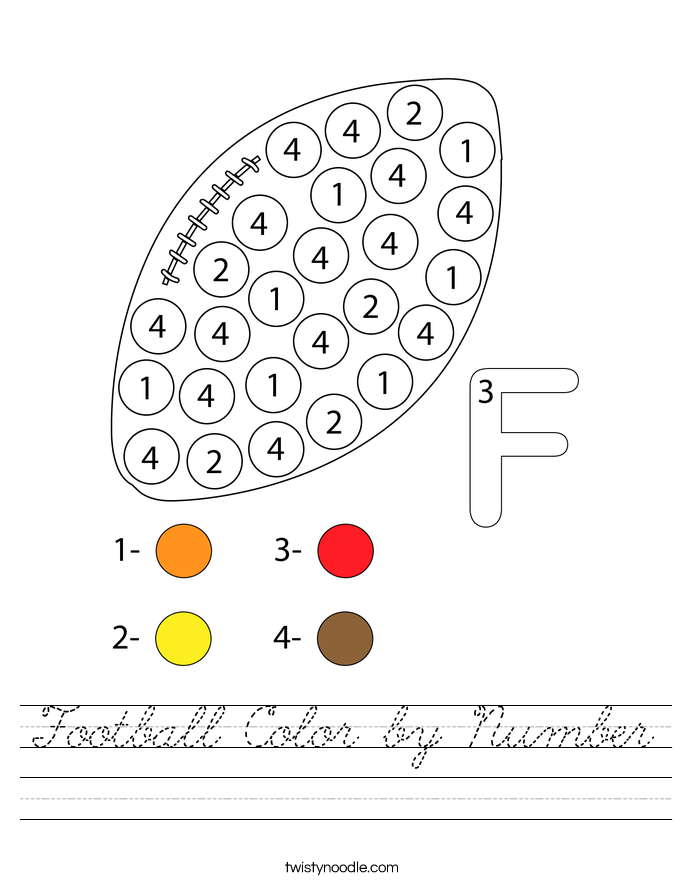 Football Color by Number Worksheet