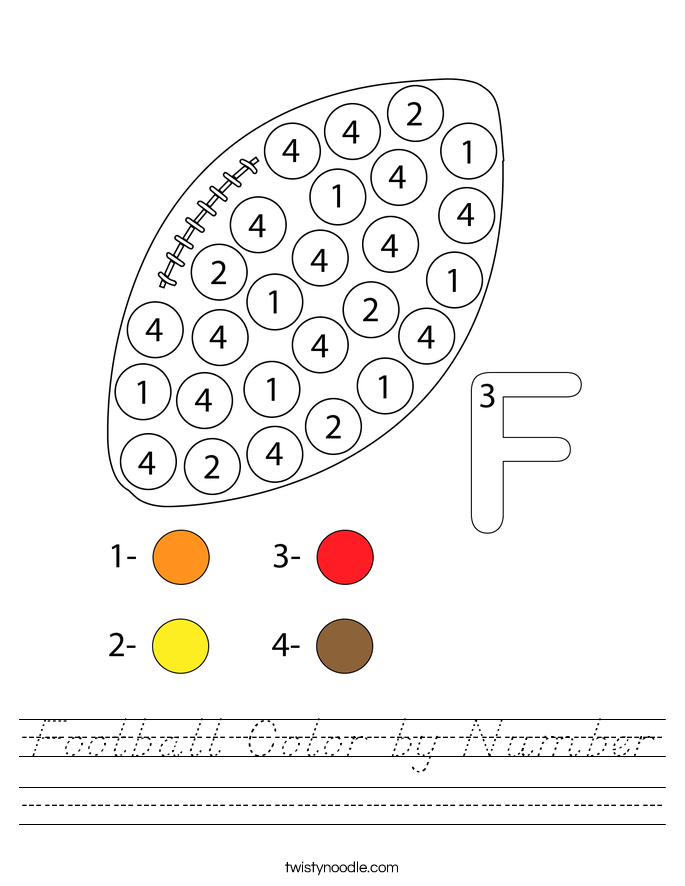 Football Color by Number Worksheet