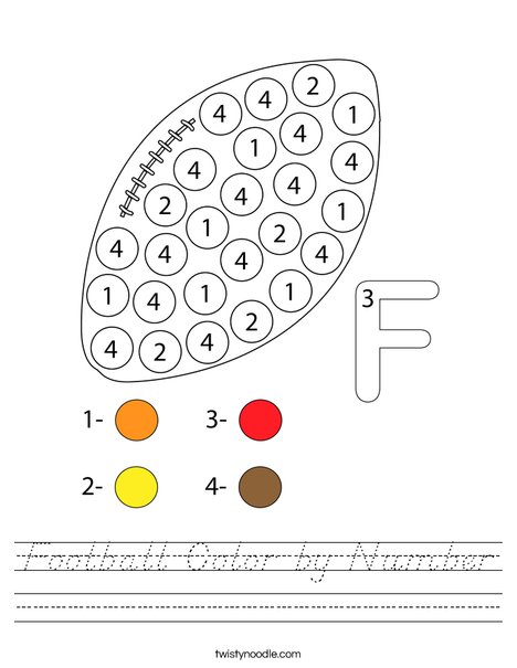 Football Color by Number Worksheet
