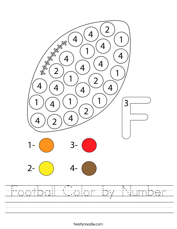 Football Color by Number Worksheet