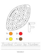 Football Color by Number Handwriting Sheet