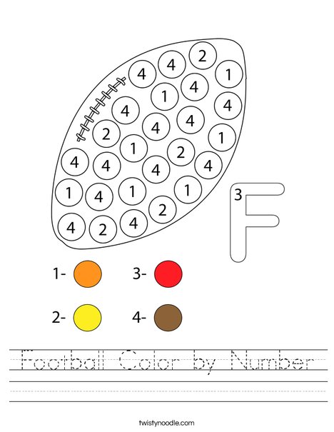 Football Color by Number Worksheet