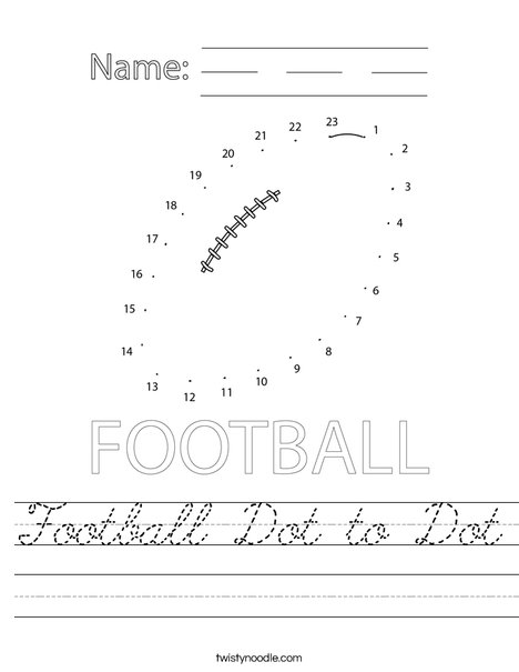 Football Dot to Dot Worksheet