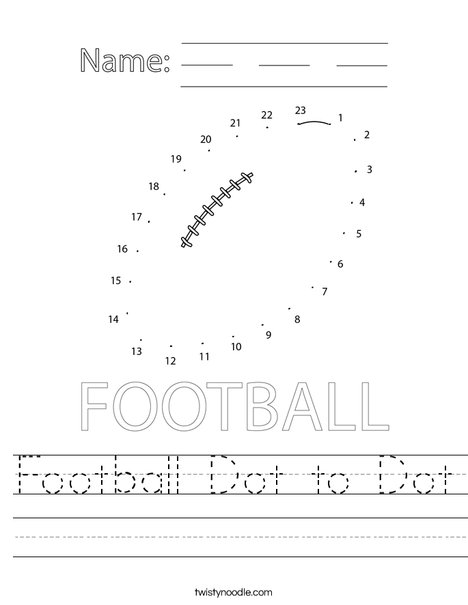 Football Dot to Dot Worksheet
