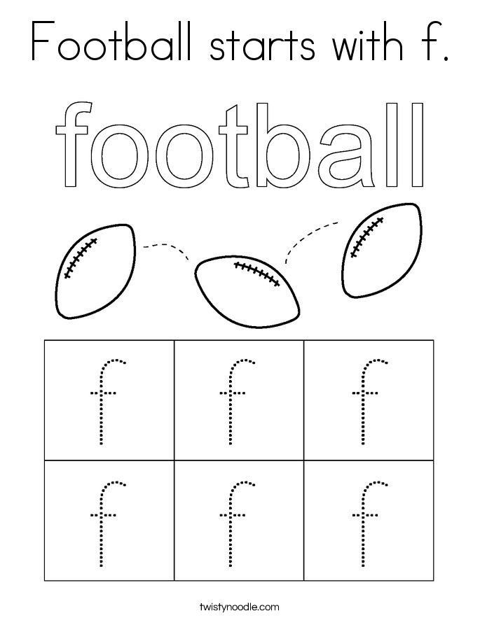 Football starts with f. Coloring Page