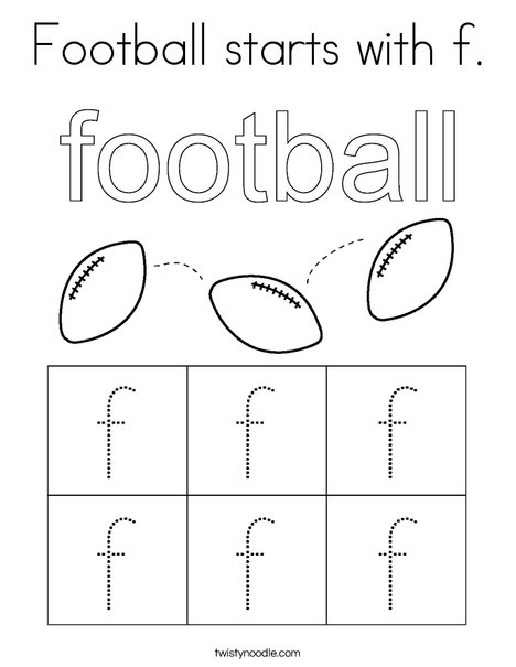 Football starts with f. Coloring Page