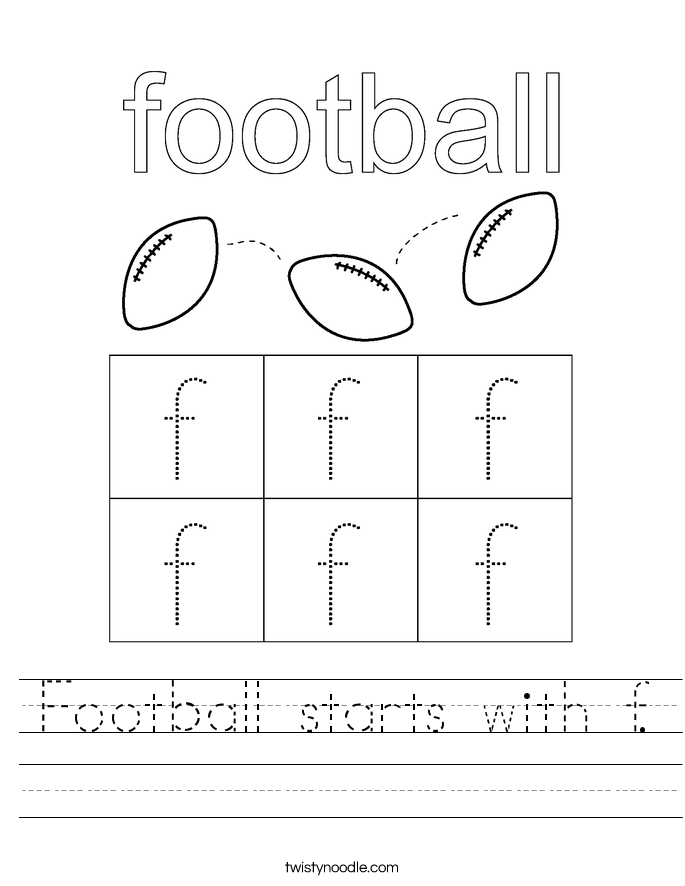Football starts with f. Worksheet