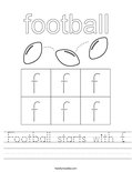 Football starts with f. Worksheet