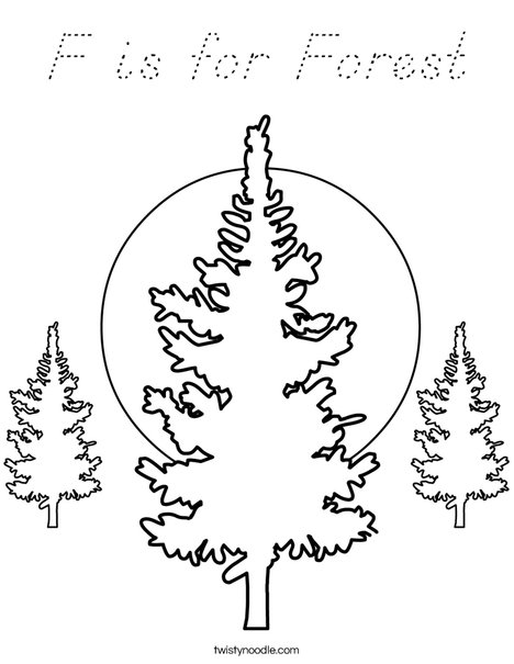 Forest with 3 Trees Coloring Page