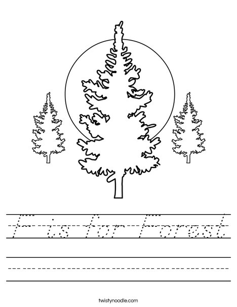 Forest with 3 Trees Worksheet