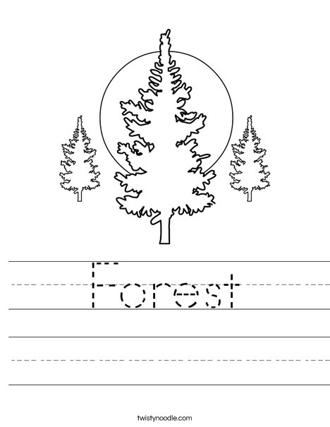 Forest with 3 Trees Worksheet