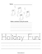 Holiday Fun Handwriting Sheet