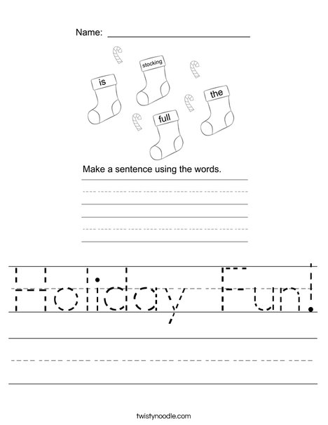Form a holiday sentence Worksheet