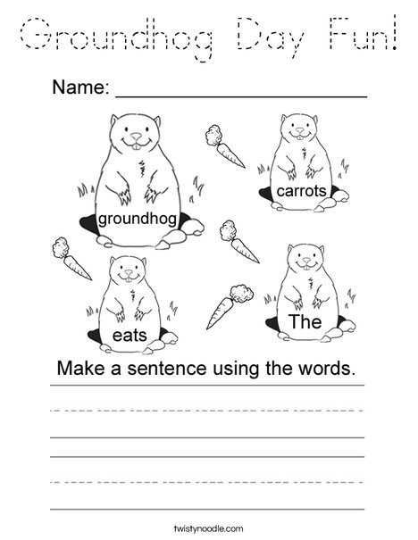 Form a sentence groundhog Coloring Page