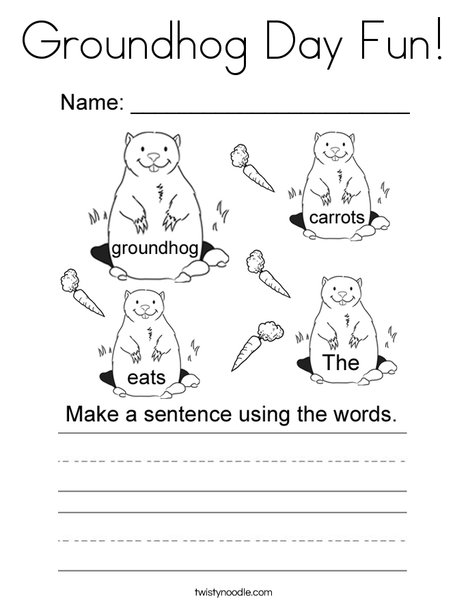 Form a sentence groundhog Coloring Page